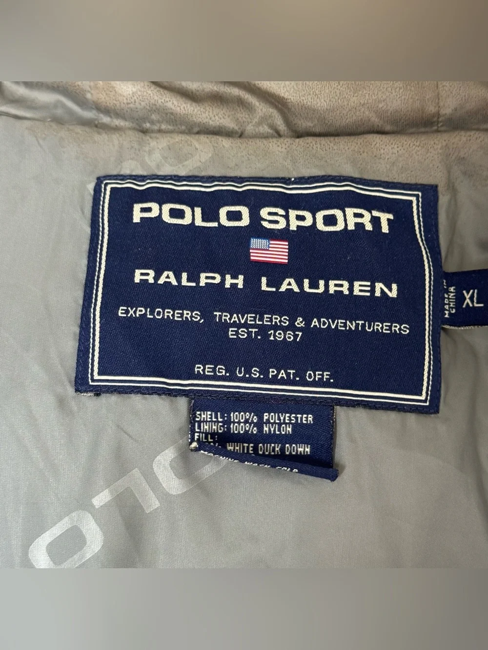 Vintage Polo Sport Ralph Lauren Black Down Puffer Jacket Hooded Men’s XL